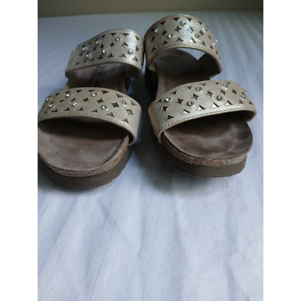 Naot Sandals 38 Susan Rose Gold Studded Cork Cushioned Comfort Casual  Leather - Picture 3 of 16